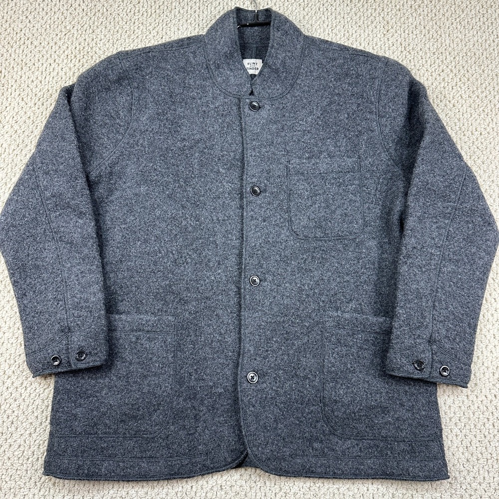 Huckberry Flint and Tinder Mens Size 2XL Dark Gray Soft Boiled Wool Chore Blazer